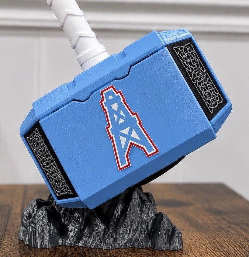Houston Oilers Tennessee Titans 13” Thor Hammer Decoration NFL Fan Gift Man Cave