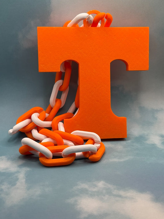 Tennessee Volunteers Logo Oversized Necklace, Fan Chain 'Let's Go Vols '