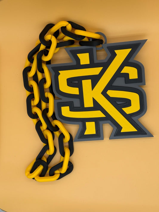 Kennesaw State Owls Logo Oversized Necklace, Pendant Turnover Chain Handmade