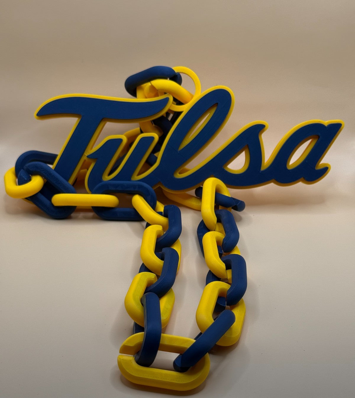 Tulsa Golden Hurricane Oversized Necklace Turnover Chain HandMade 3D Printed