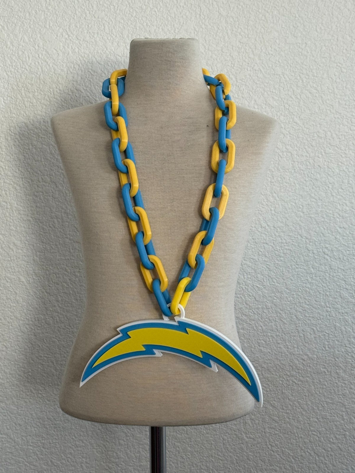 Los Angels Chargers  Logo Oversized Necklace, Pendant Chain "Bolt Up"