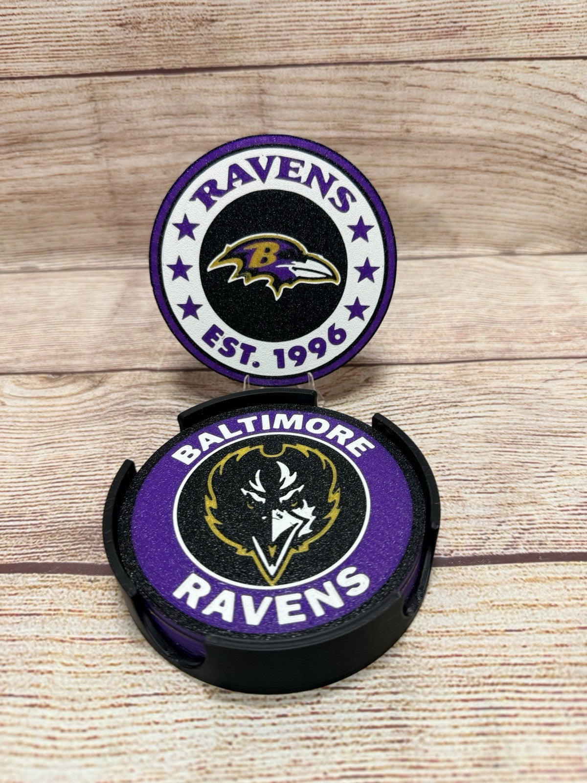 Baltimore Ravens Custom Drink Coasters Set Of 4 With Holder