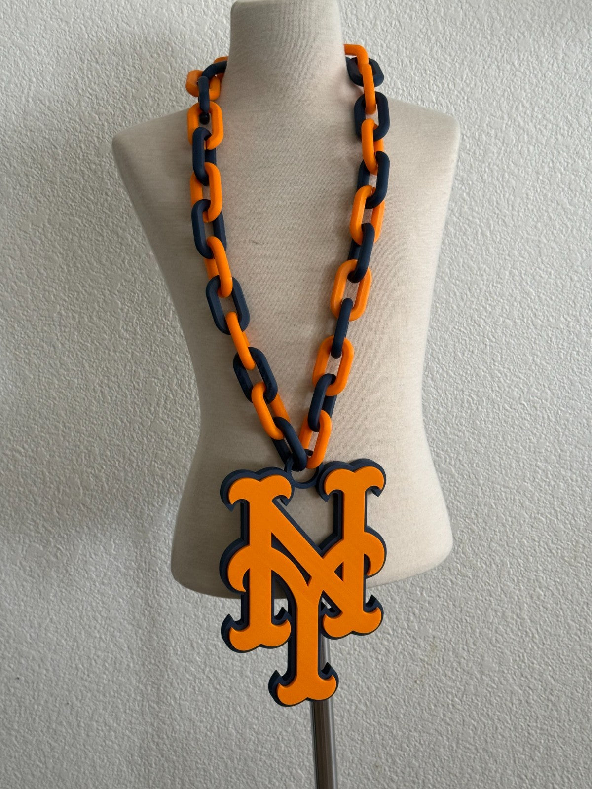 New York Mets Oversized Logo Necklace, Turnover Chain Handmade 3D Printed