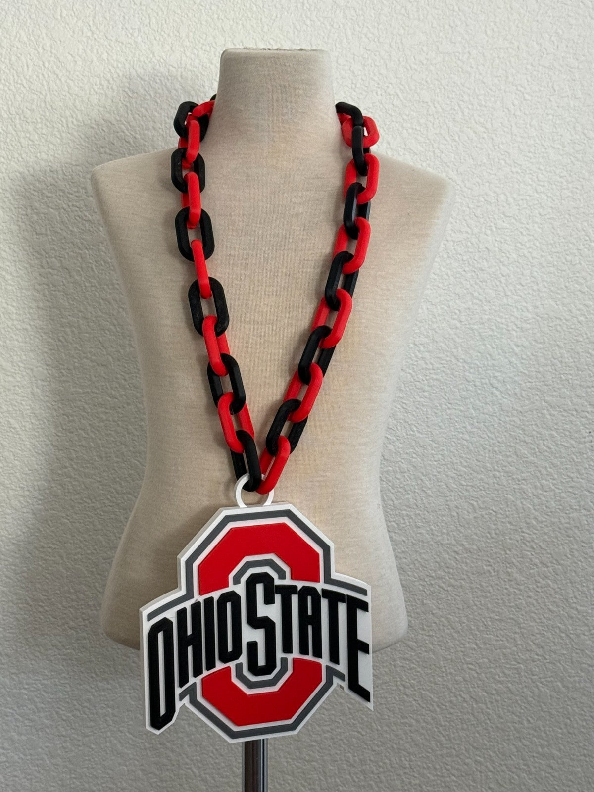 Ohio State Buckeyes Logo Oversized Necklace, Pendant Chain “Our Honor Defend”