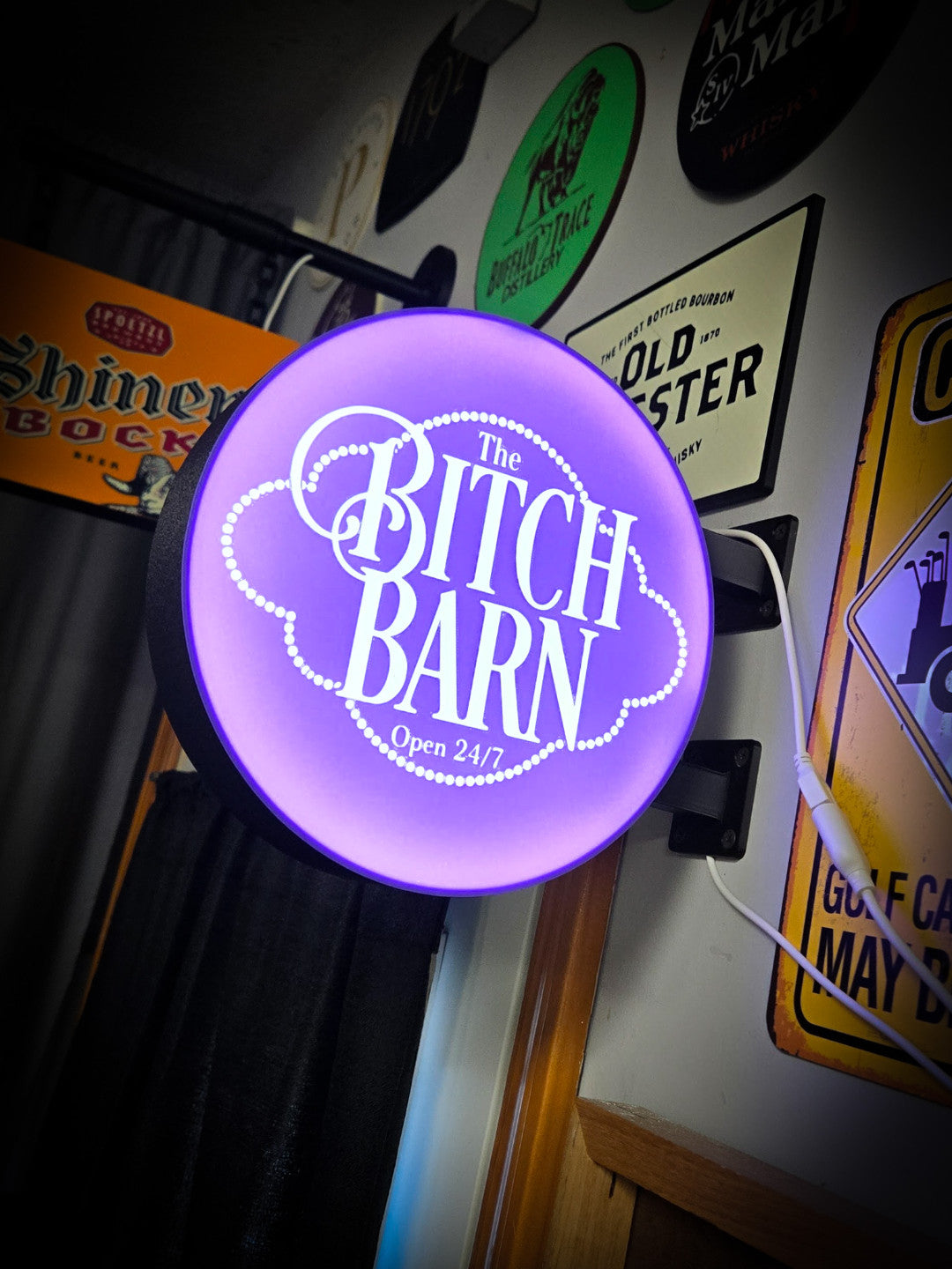 THE BITCH BARN 12 Inch Light Box LED Sign 3D Printed Wall Decor Man Cave Garage