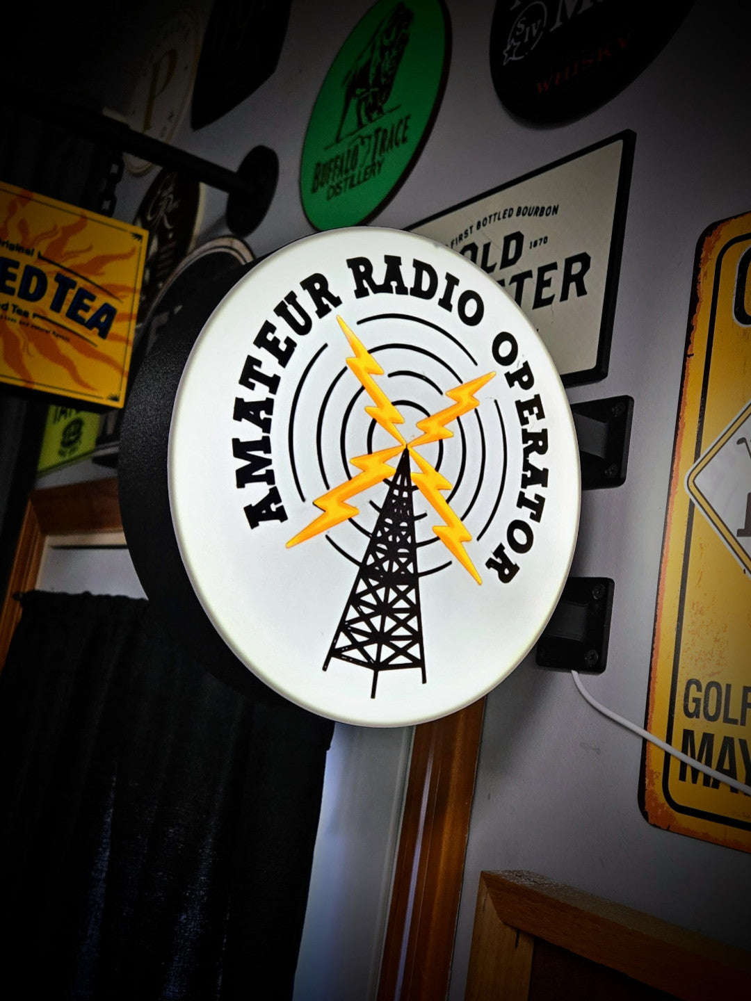 Amateur Radio Operator 12 Inch Light Box LED Sign 3D Printed Wall Decor Man Cave