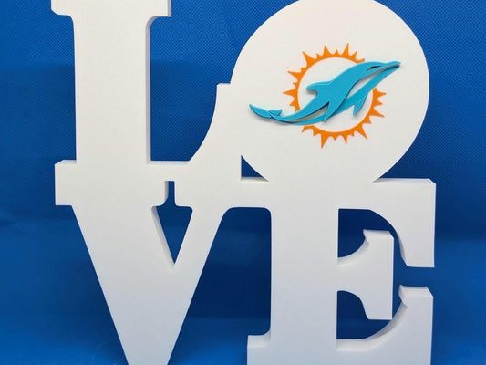 Miami Dolphins Love Park Sign - LOVE Statue 3D Printed Wall Sign