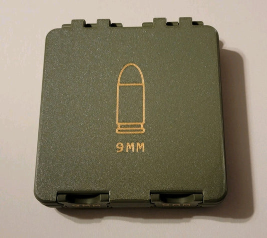 3D Printed 9mm Ammo Box Snap Lock 100 rd Large Storage Olive Green Gold Pla