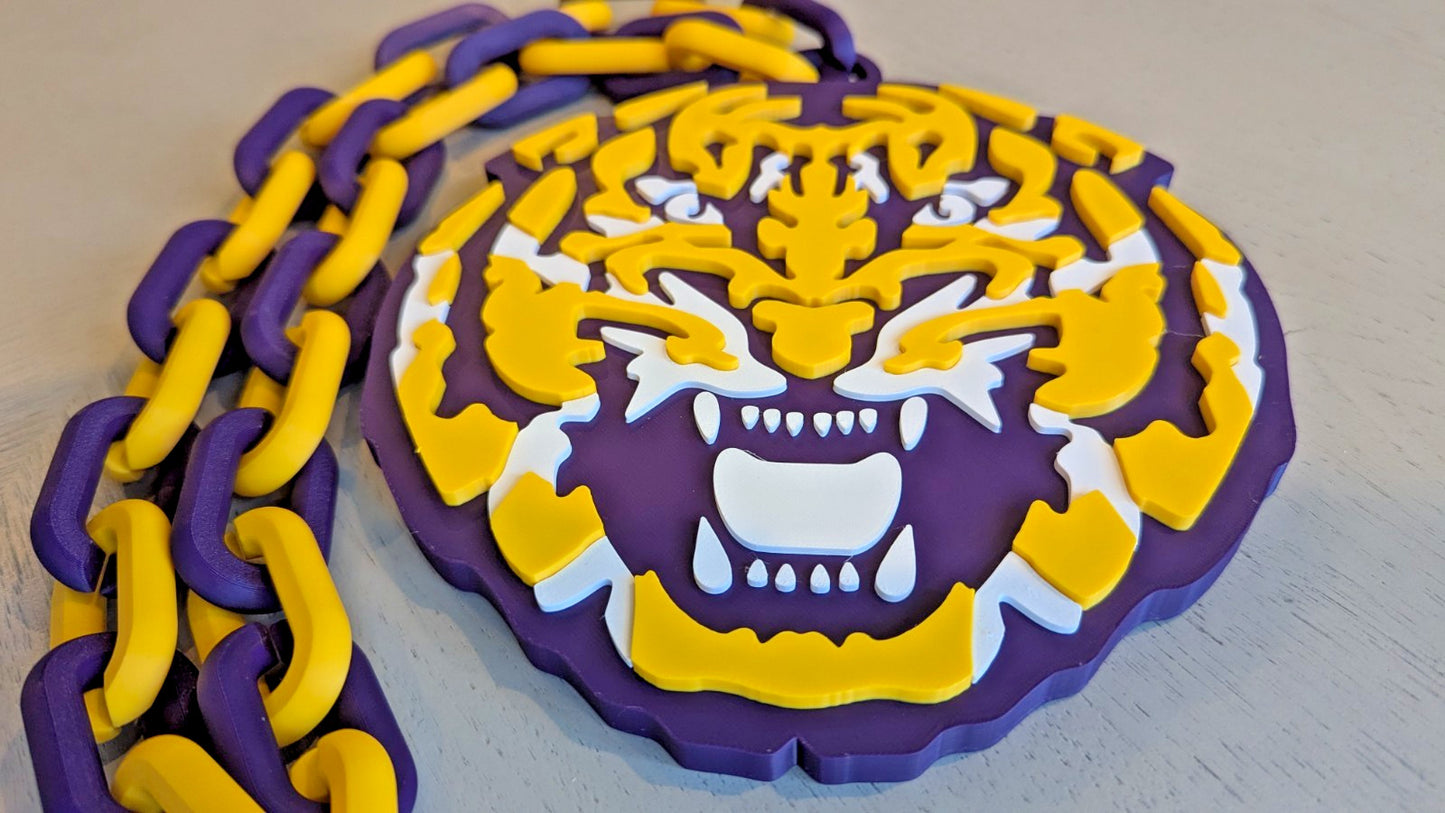 LSU Tigers V3 Over-Sized Necklace Logo Pendant Hype Chain