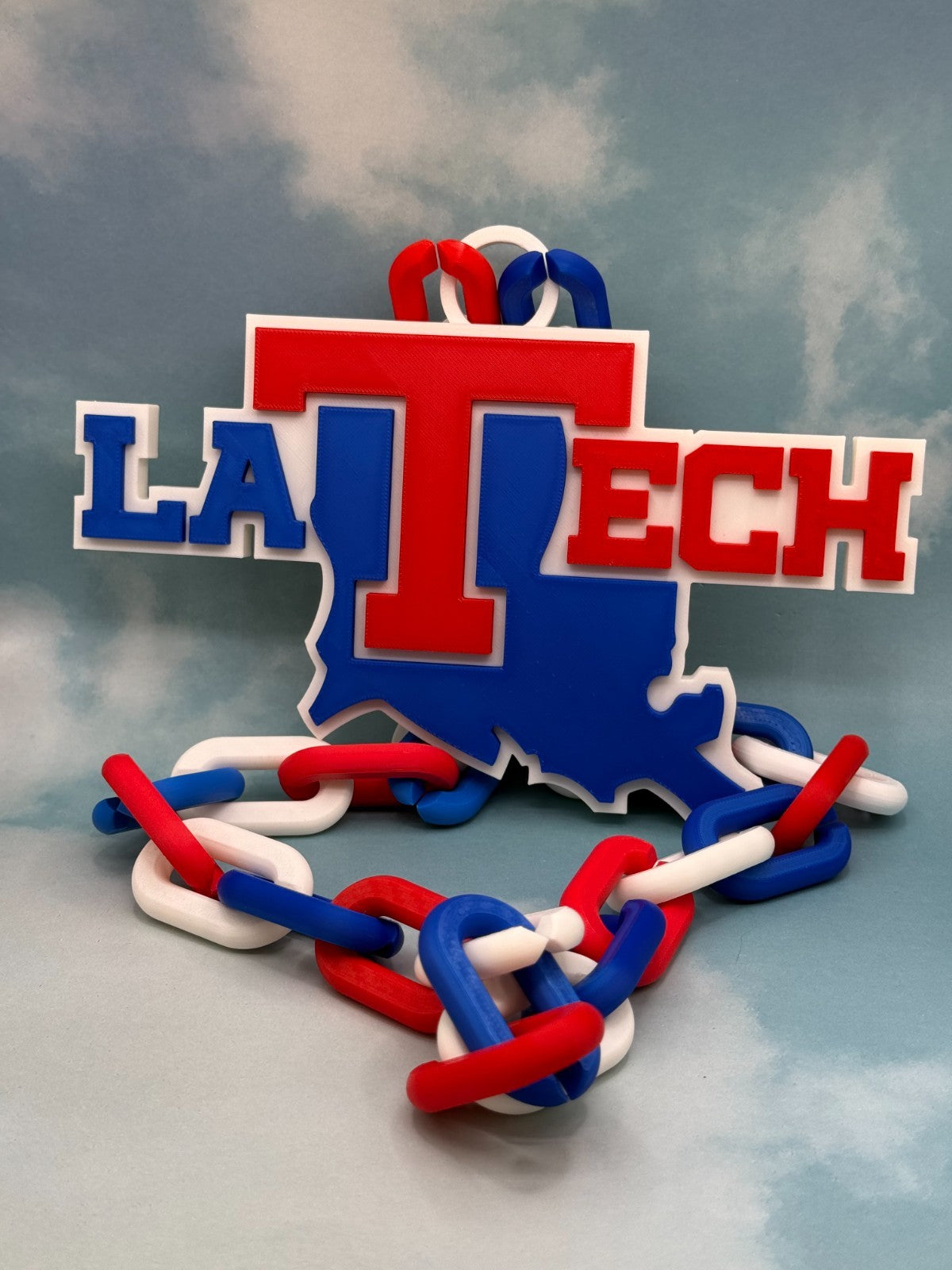 Louisiana Tech Bulldogs Fan Chain Necklace 3D Printed NCAA Big Logo Hype Chain
