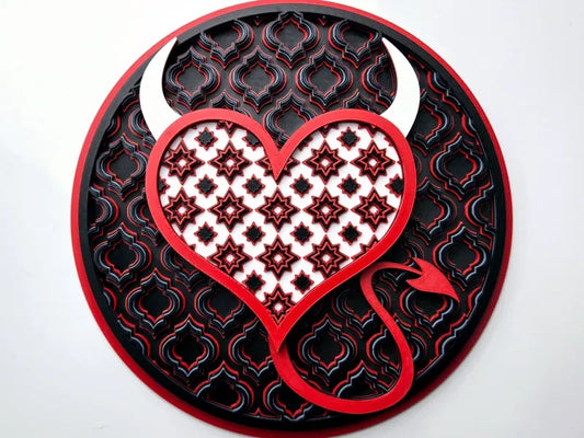 Valentines Devil Heart Wall Art Or Display 3D printed Dimensional Mosaic