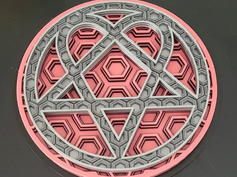 Heartagram Wall Art Or Display 3D printed Dimensional Mosaic