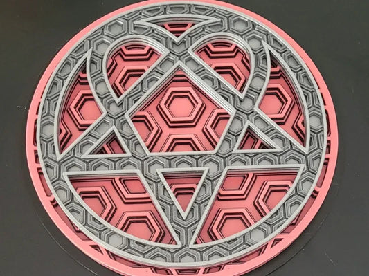 Heartagram Wall Art Or Display 3D printed Dimensional Mosaic