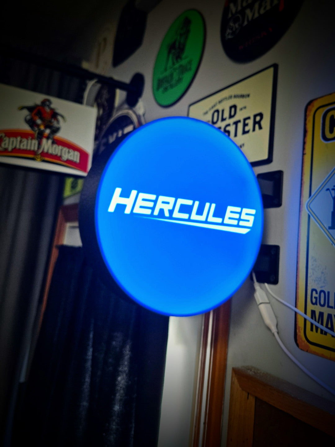 Hercules Tools 12 Inch Light Box LED Sign 3D Printed Wall Decor Man Cave Garage