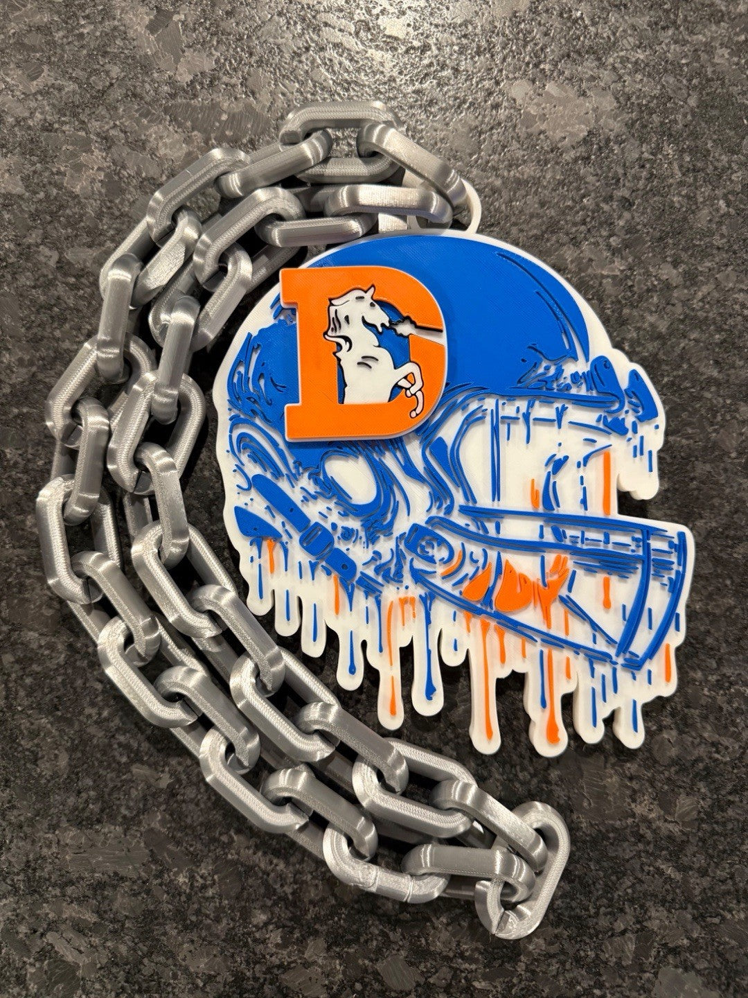 Denver Broncos Retro Helmet Drip Hype Chain Neckless NFL Football