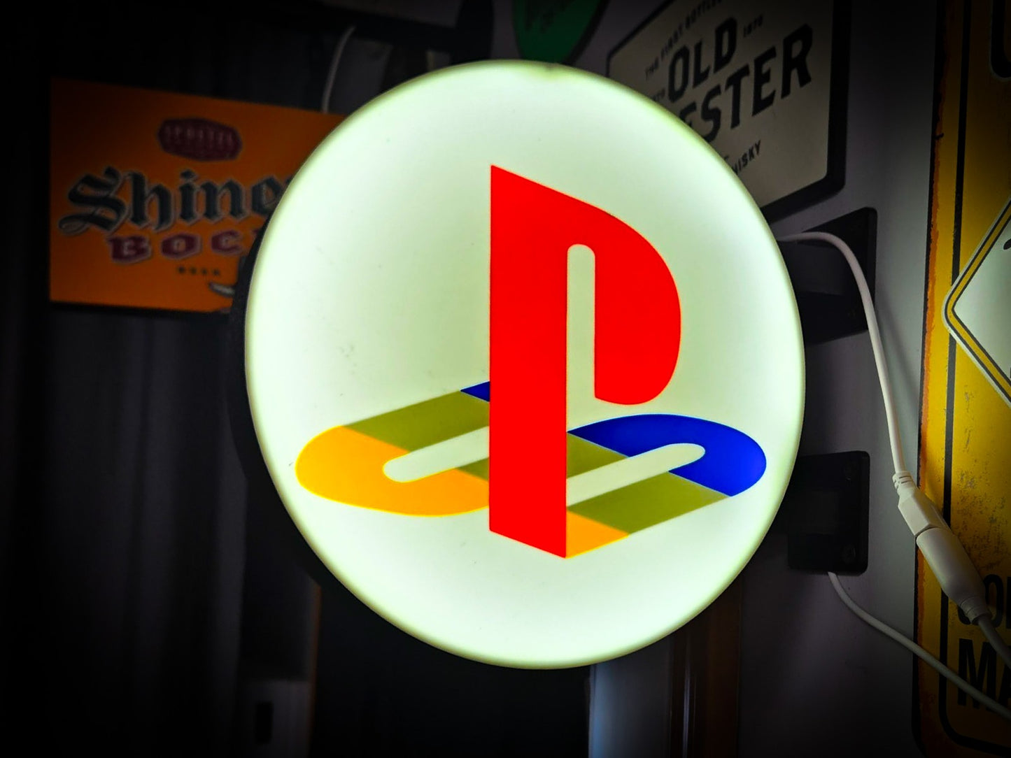 PLAYSTATION 12 Inch Light Box LED Sign 3D Printed Wall Decor Man Cave Garage