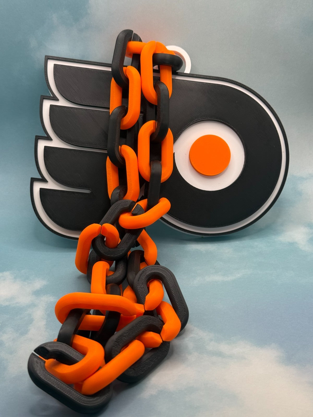 Philadelphia Flyers Oversized Necklace, Fan Chain “Brick by Brick,”