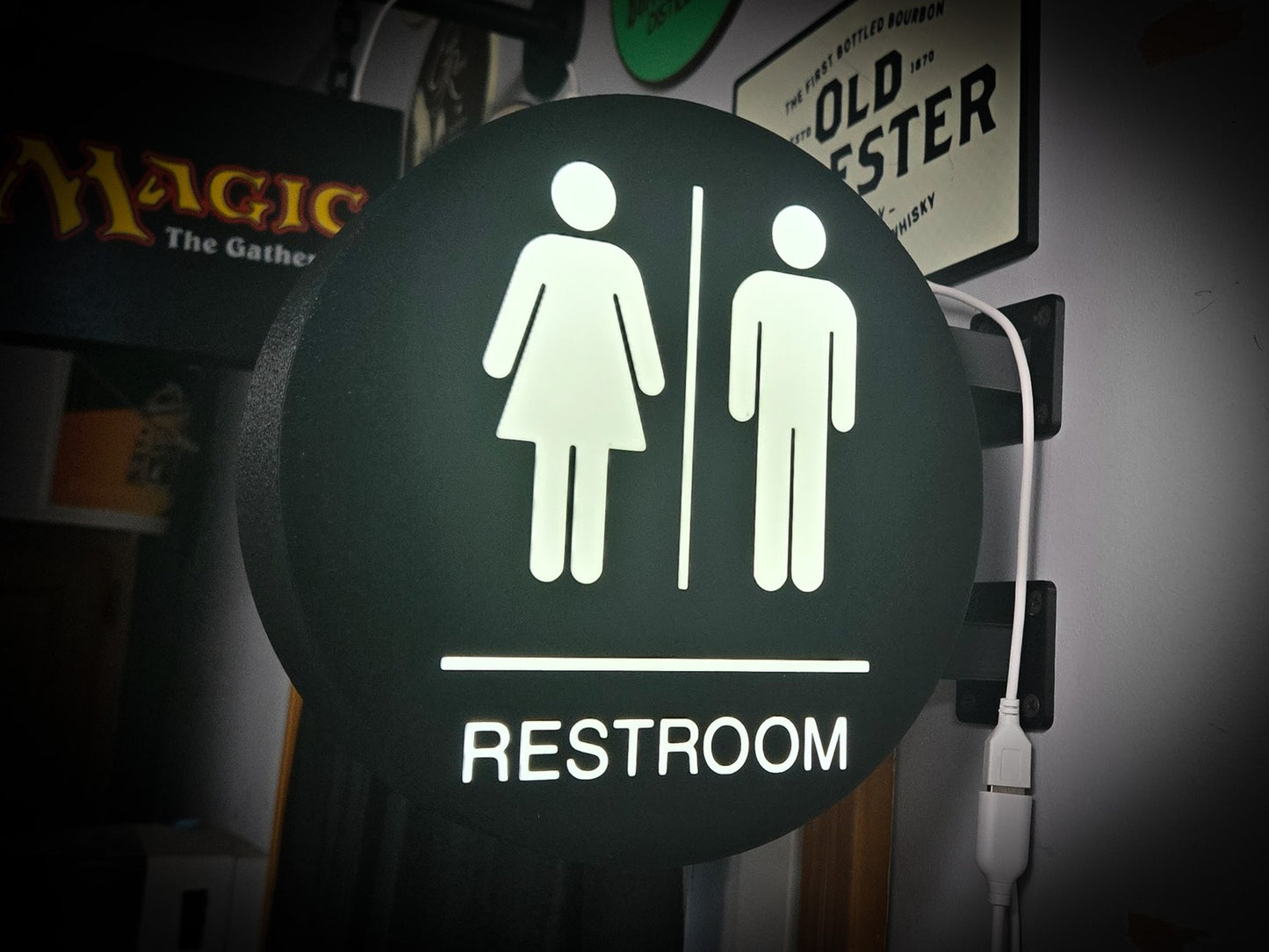 RESTROOM 12 Inch Light Box LED Sign 3D Printed Wall Decor Man Cave Garage