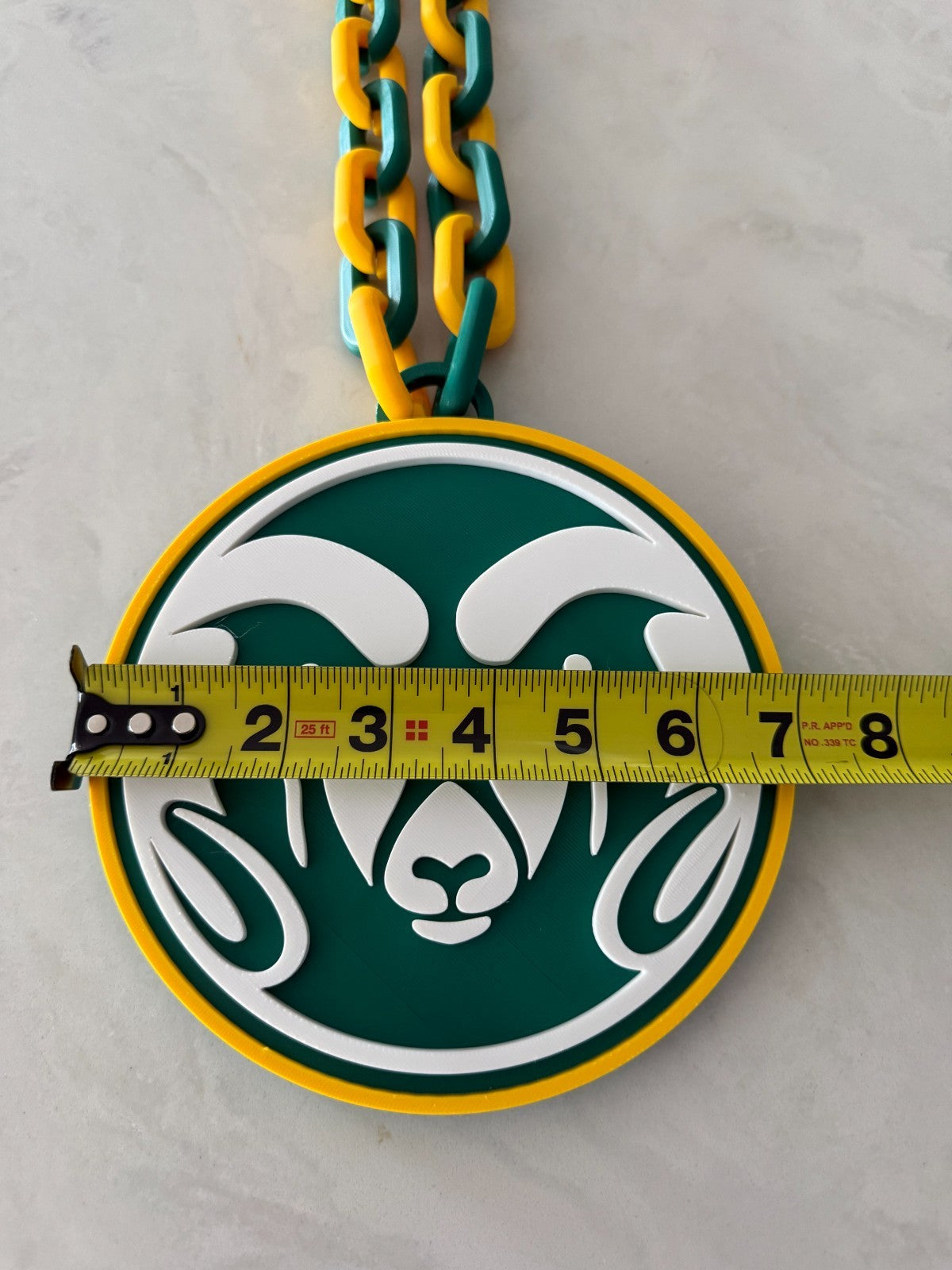 Colorado State Rams Logo Oversized Necklace, Pendant Chain