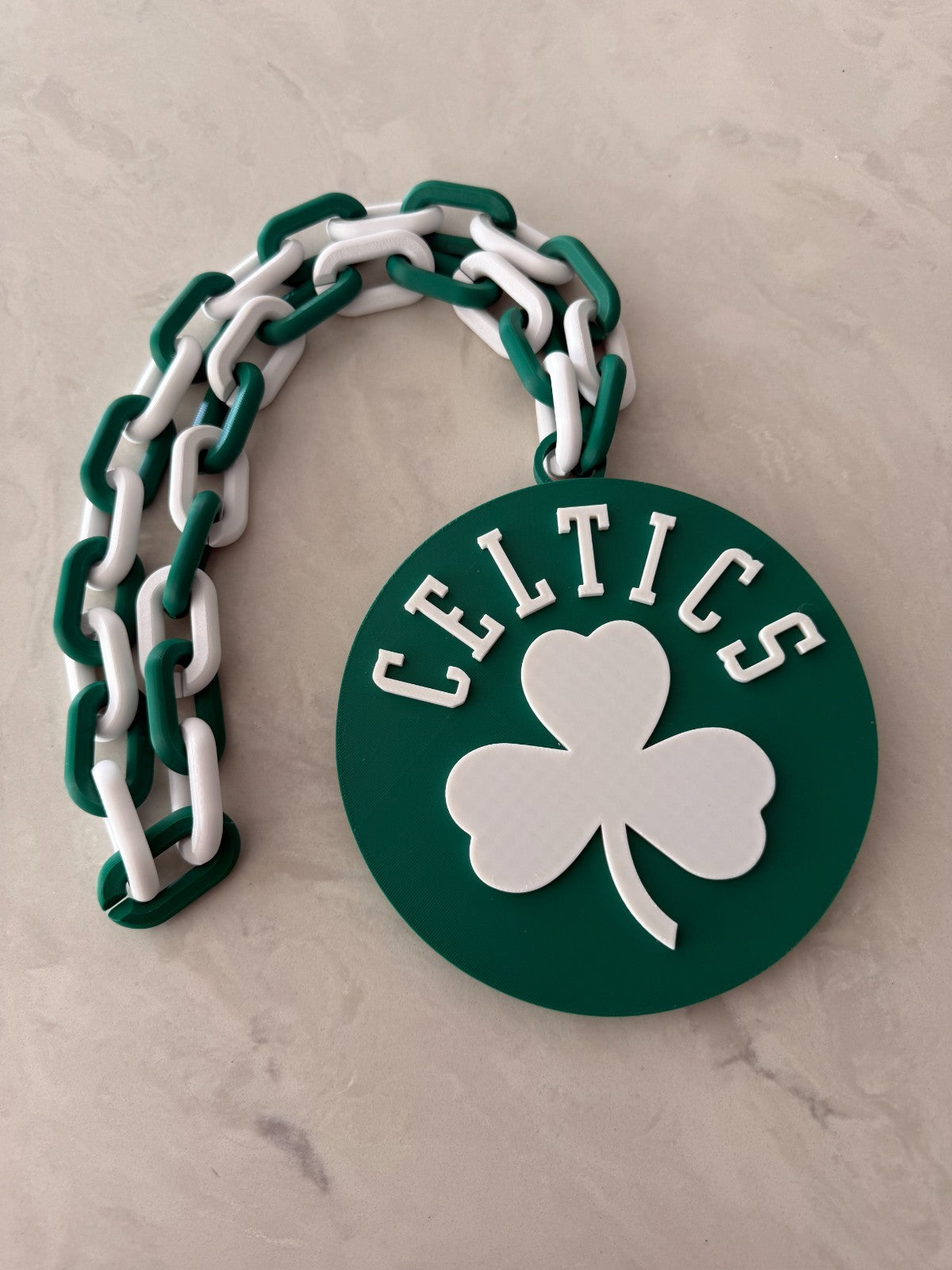 Boston Celtics Fan Chain Necklace 3D Printed Oversized NBA Turnover Chain Green