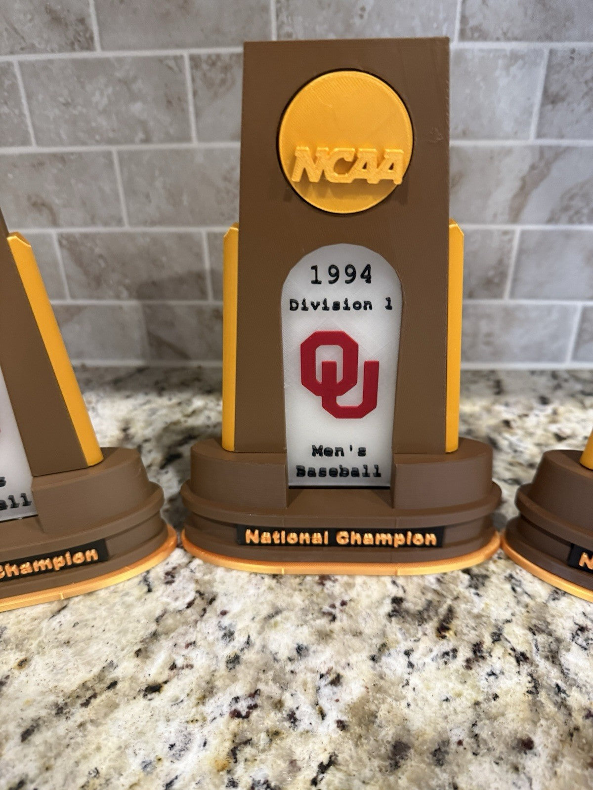 3-Oklahoma Sooners baseball 1951-1994-2026 national champion trophy 3d printed