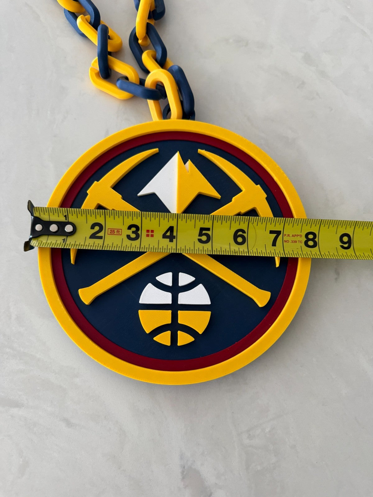 Denver Nuggets Oversized Logo Necklace Turnover Chain Handmade 3D Printed