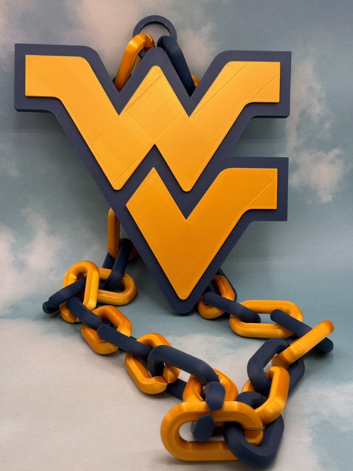 WVU West Virginia Mountaineers Hype Necklace & Oversized Fan Chain
