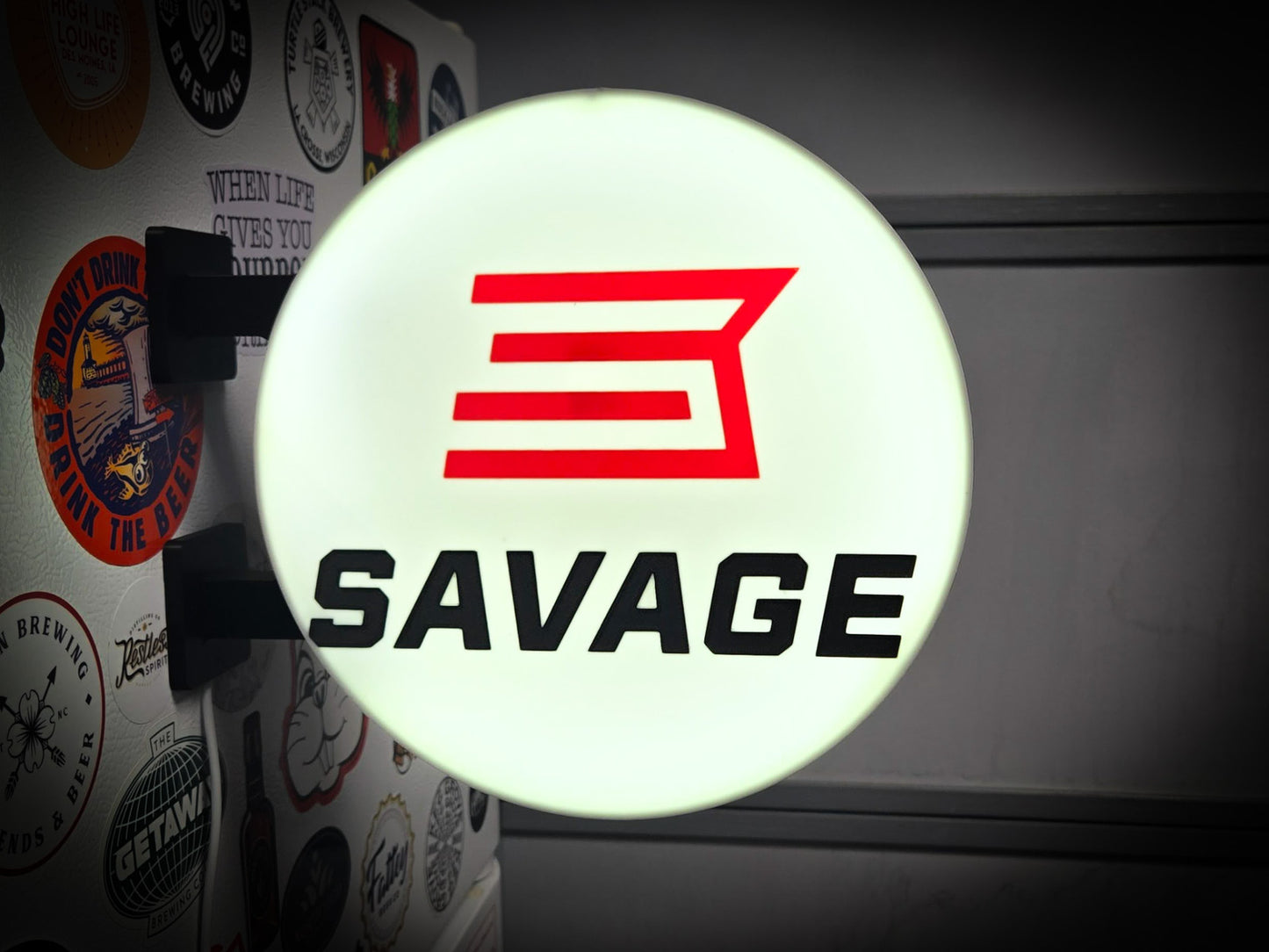 SAVAGE FIREARMS 12 Inch Light Box LED Sign 3D Printed Wall Decor Man Cave Garage