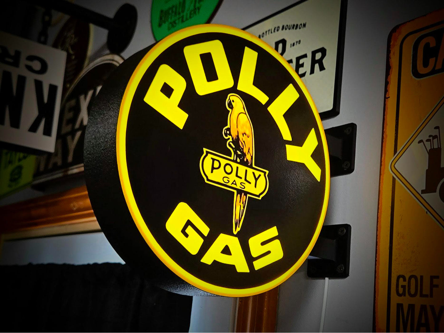POLLY GAS 12 Inch Light Box LED Sign 3D Printed Wall Decor Man Cave Garage