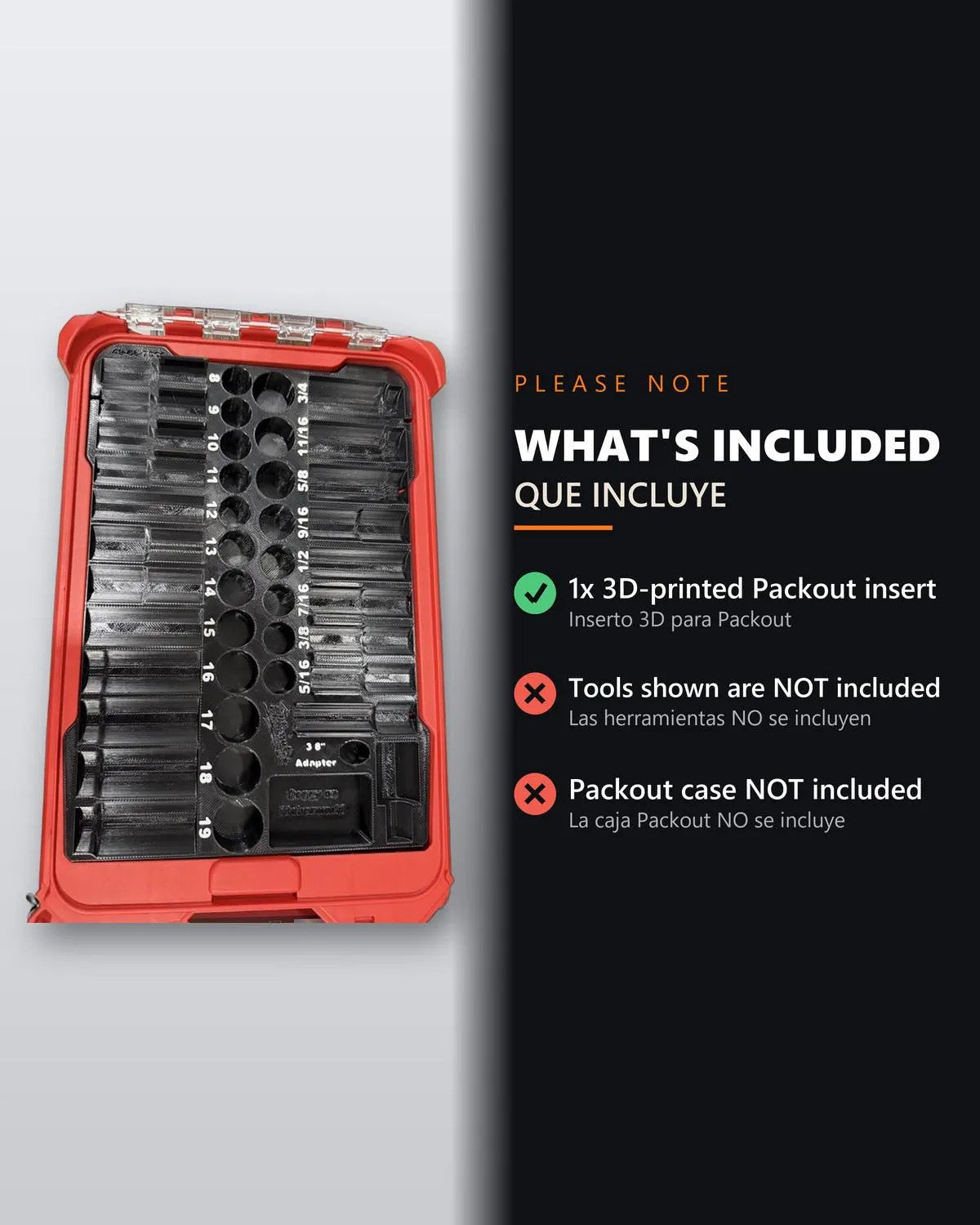 3D Printed Impact Socket Organizer For Packout, PETG Tool Storage Insert
