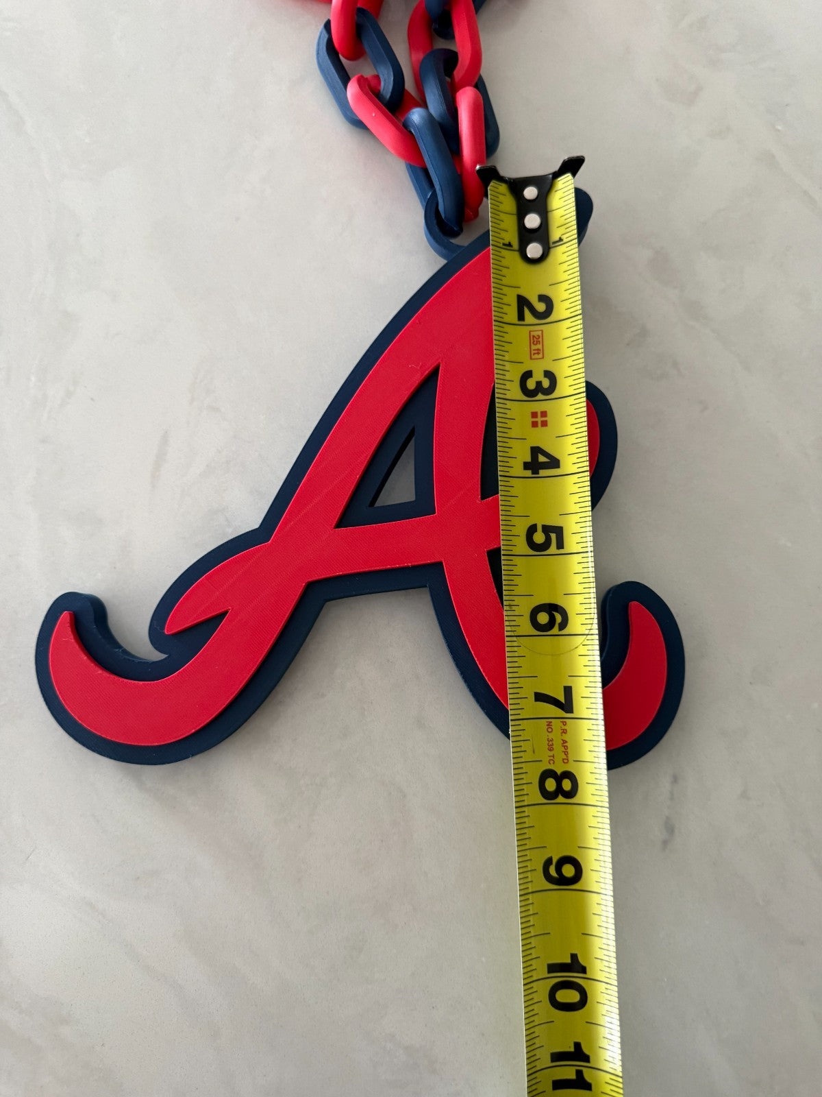 Atlanta Braves Oversized Necklace, Pendant Handmade 3D Printed