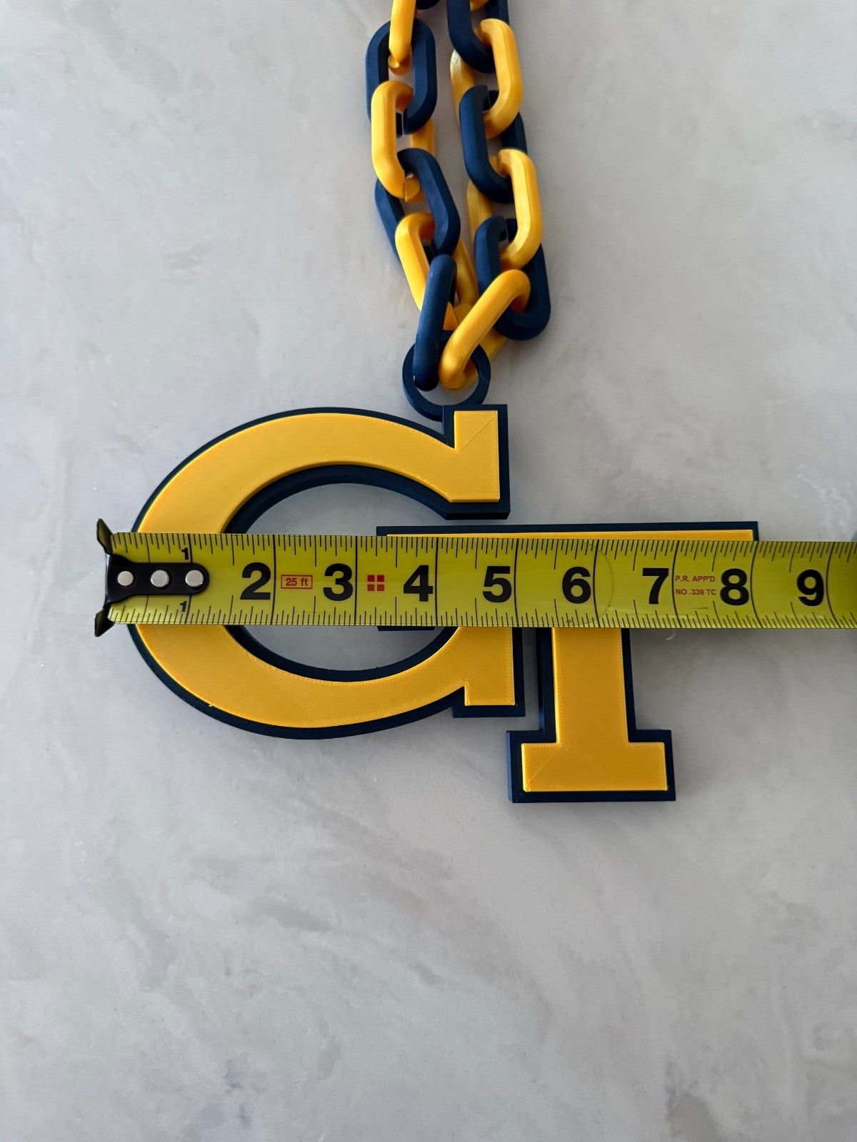 Georgia Tech Yellow Jackets Oversized Turnover Chain Necklace Handmade