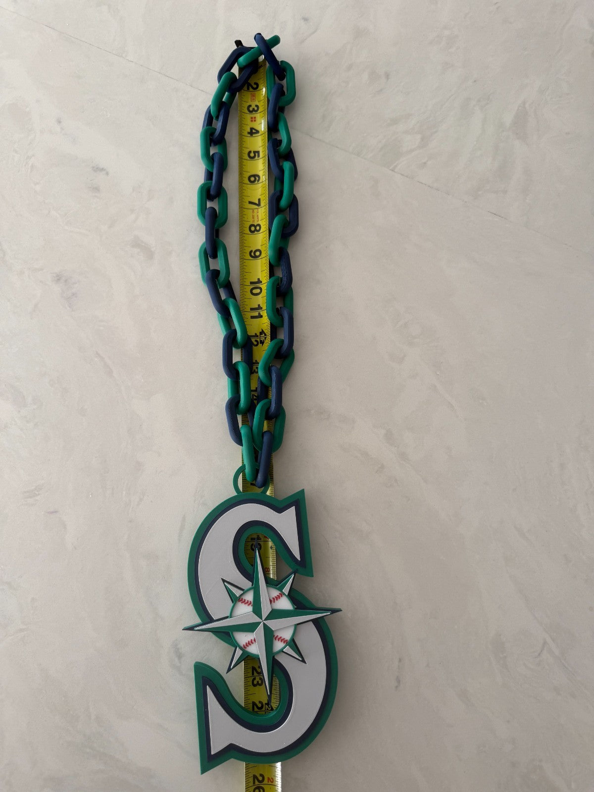 Seattle Mariners Oversized Turnover Chain Necklace, Pendant Handmade 3D Printed