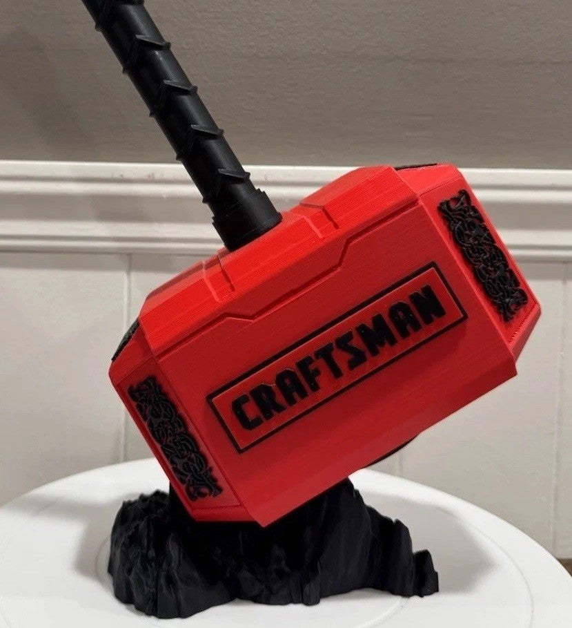 Craftsman Tools 13” Thor Mjolnir Hammer & Rock Unique Gifts Garage Shop Man Cave