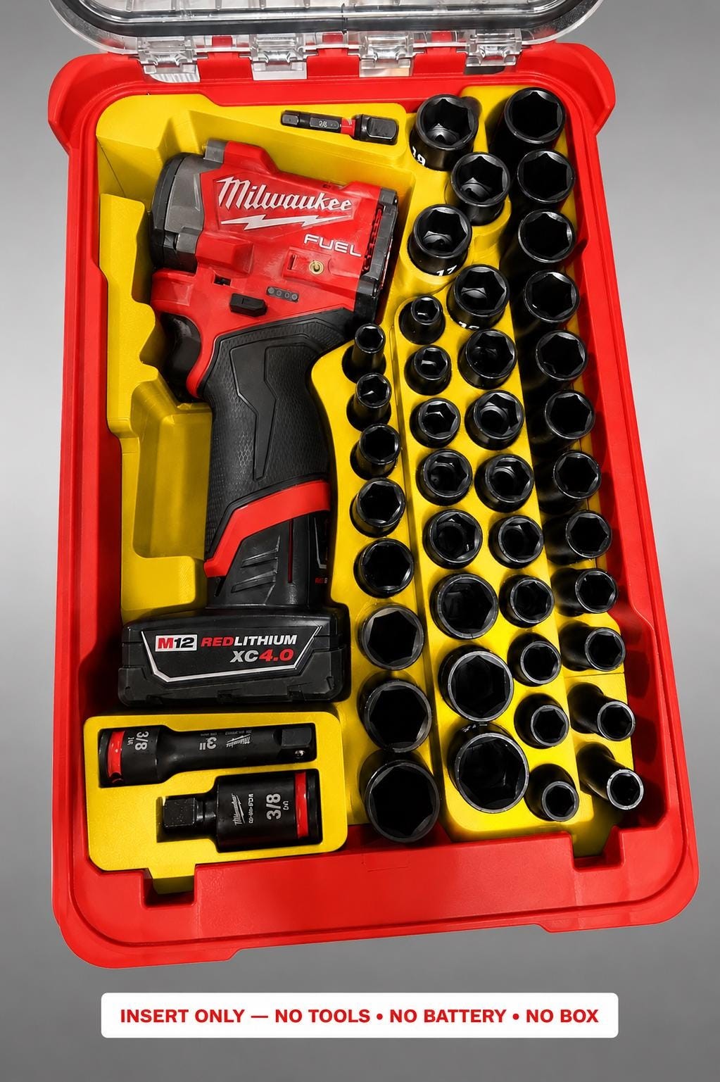Milwaukee Packout Insert for M12 Fuel Stubby 3/8 Impact Wrench 43pc Socket Set