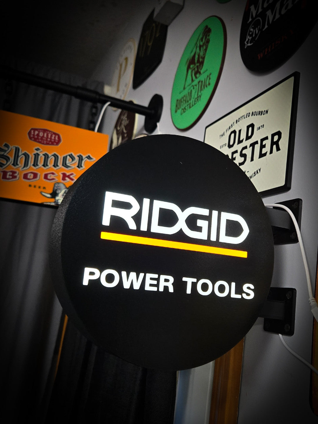 RIDGID Power Tools 12 Inch Light Box LED Sign 3D Printed Wall Decor Man Cave