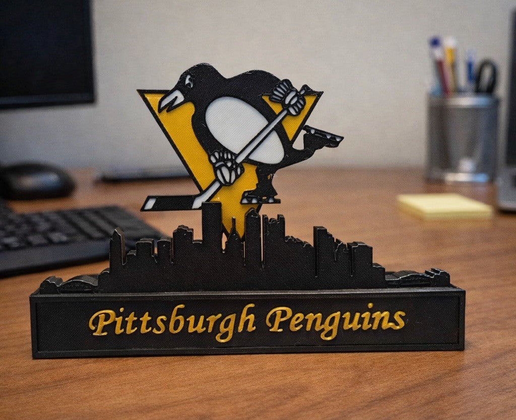 Pittsburgh Penguins 9” Skyline NHL Hockey Office Desk Sign Man Cave Unique Gifts