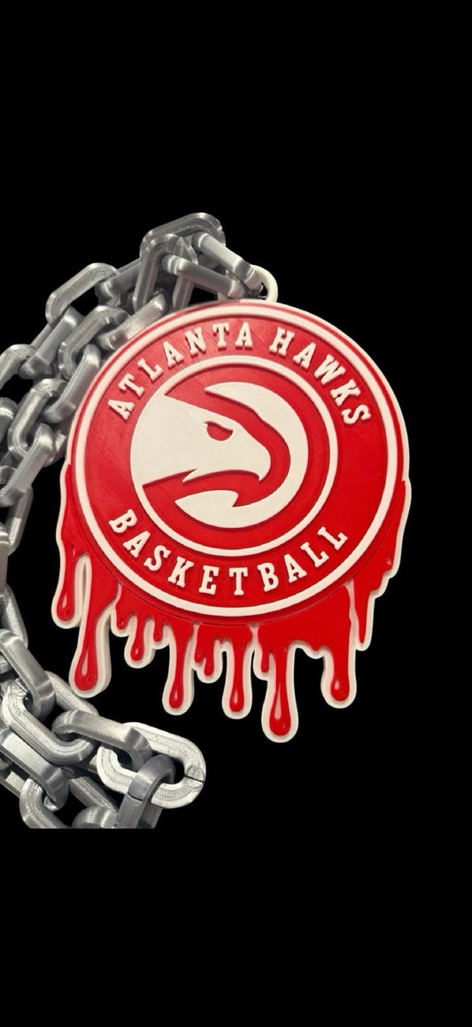 3D Printed Atlanta Hawks Logo Dripping Pendant