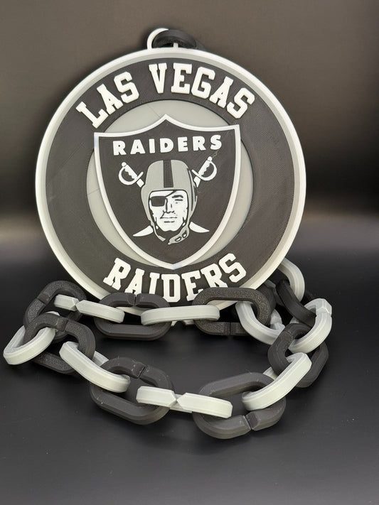 Las Vegas Raiders Oversized Hype Necklace & Chain "Raider Nation"