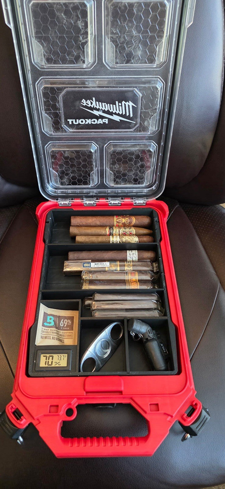 Cigar Humidor Insert With Included Hydrometer For Milwaukee Packout Low Profile