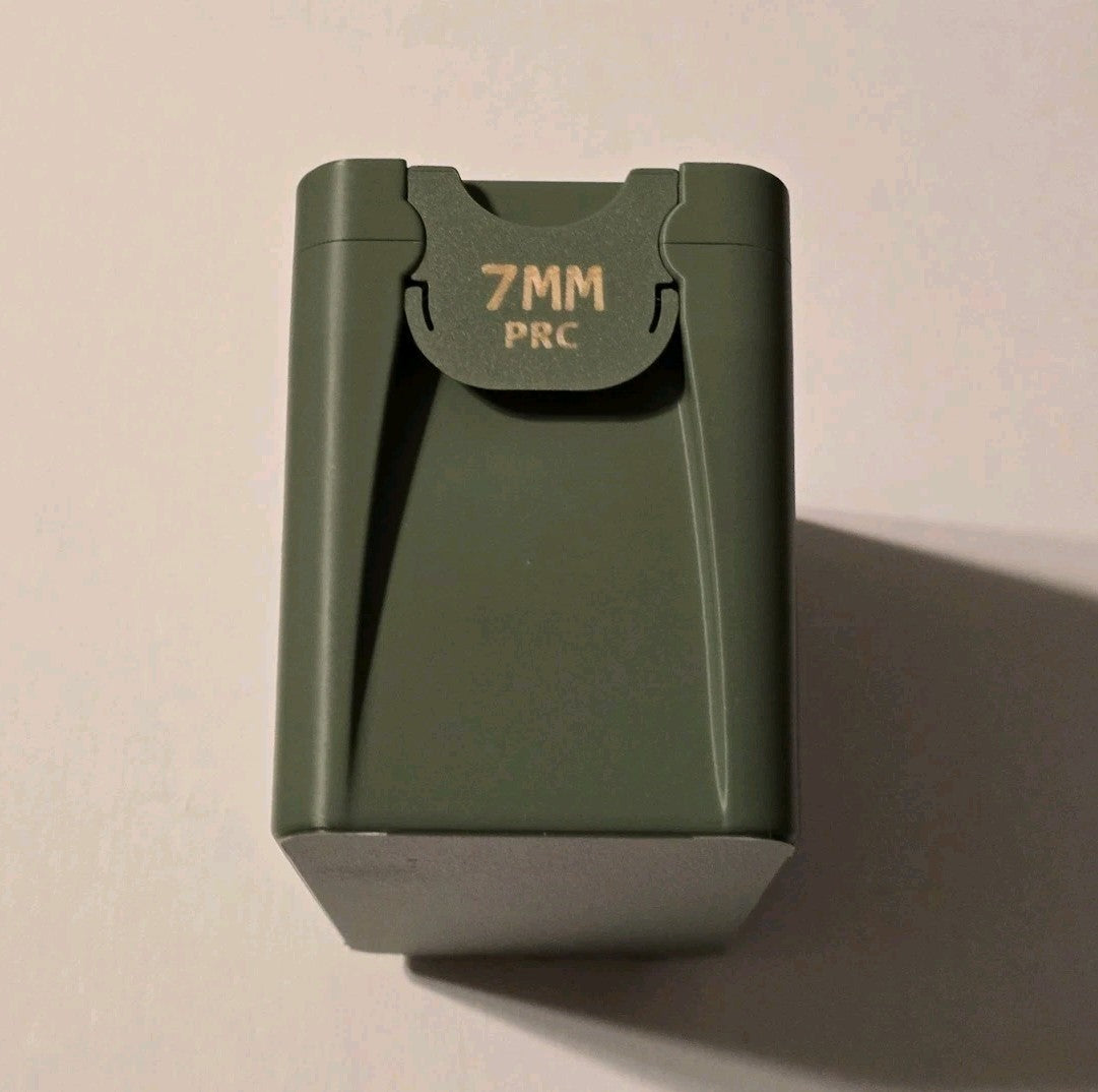 7mm PRC Ammo Box Snap Lock 36 rd 3D Printed Storage Olive Green Gold Pla