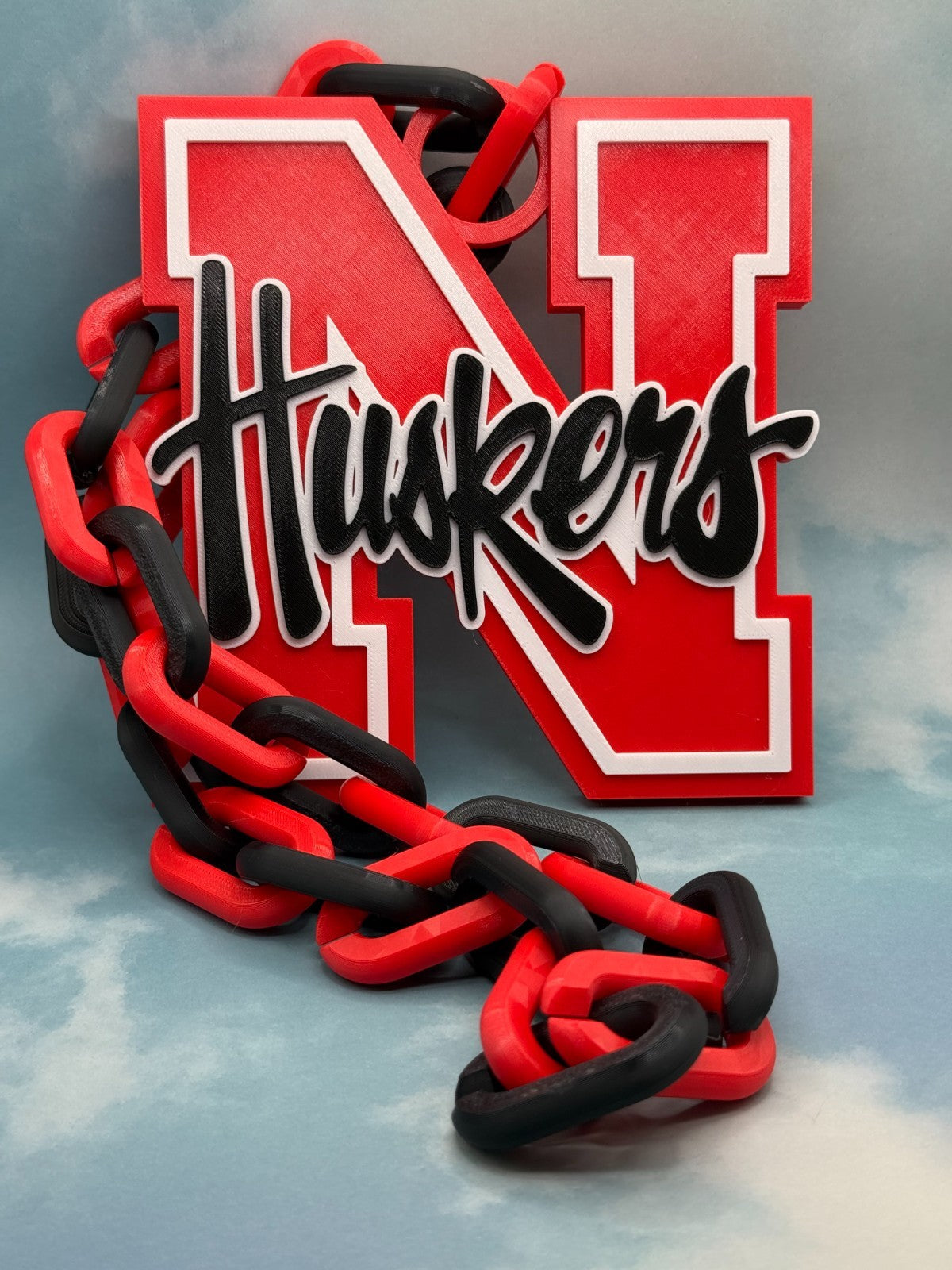 Cornhuskers Logo Oversized Necklace, Pendant Chain "Go Be Great"