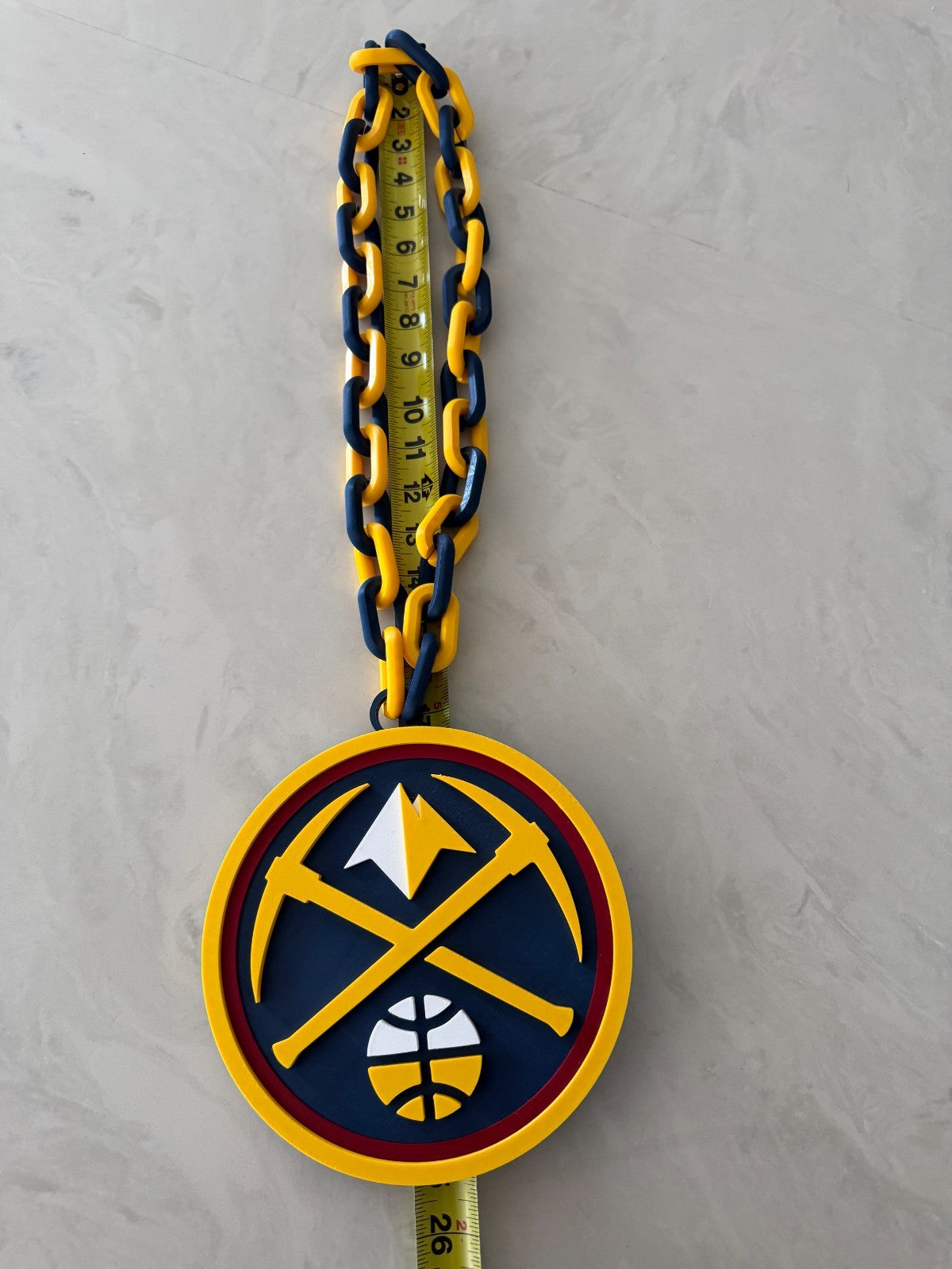Denver Nuggets Oversized Logo Necklace Turnover Chain Handmade 3D Printed