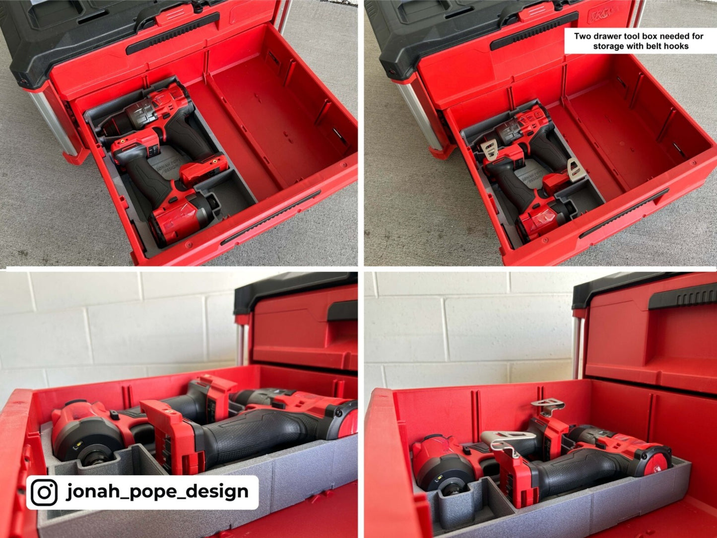 Jonah Pope 3d Printed Insert for Milwaukee M18 Drill/Impact and Packout Drawer