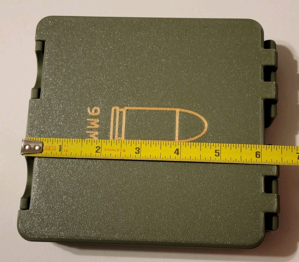 3D Printed 9mm Ammo Box Snap Lock 100 rd Large Storage Olive Green Gold Pla