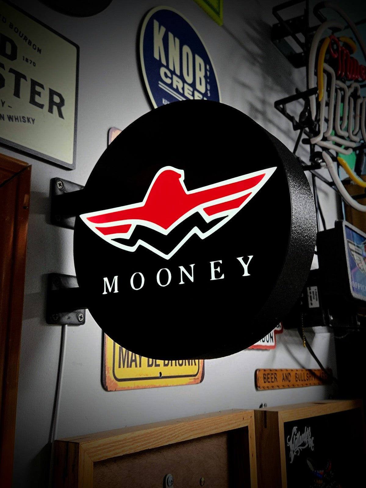 MOONEY AIRCRAFT 12 Inch Light Box LED Sign 3D Printed Wall Decor Man Cave Garage