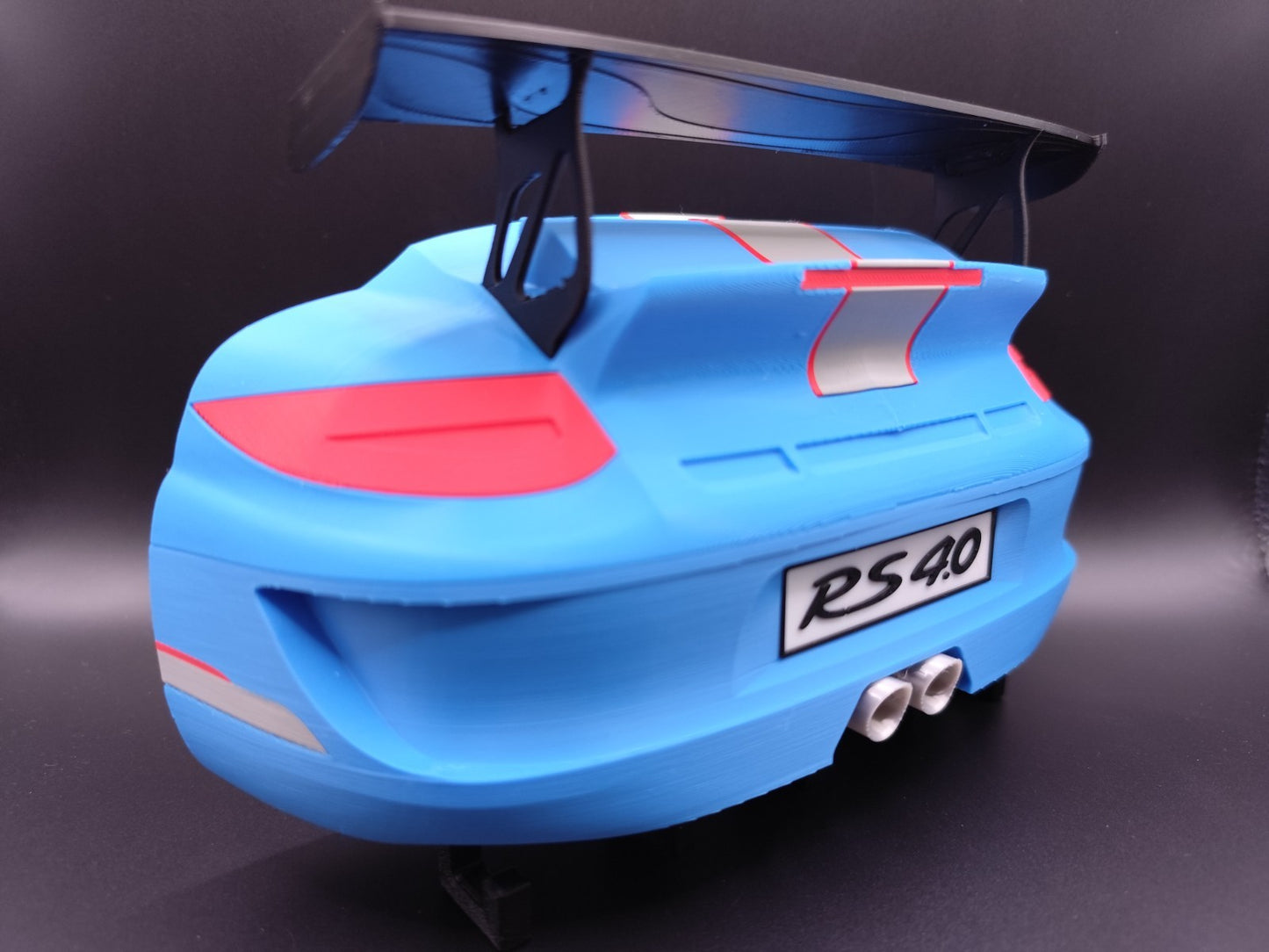 Sports Car Key Holder with Spoiler – Blue Racing Inspired Wall Mount Key Rack –