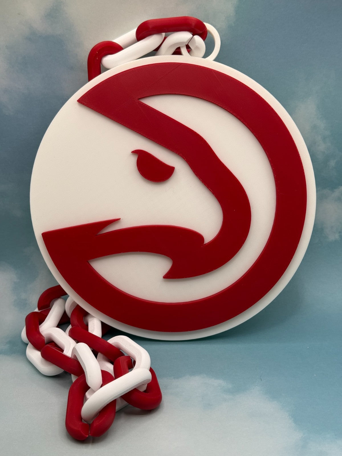 Atlanta Hawks 3D Printed Big Logo Chain - Basketball Game Day Gear - Red & White