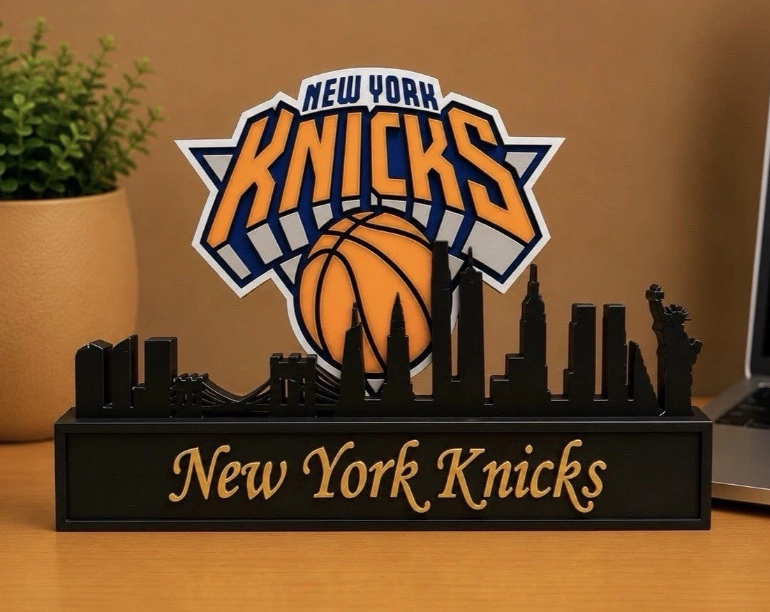 New York Knicks 9” Skyline Basketball Office Desk Decor Sign Man Cave Fan Gift