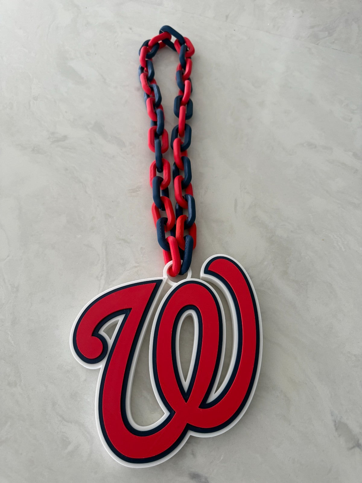 Washington Nationals Oversized Logo Necklace Turnover Chain HandMade 3D Printed